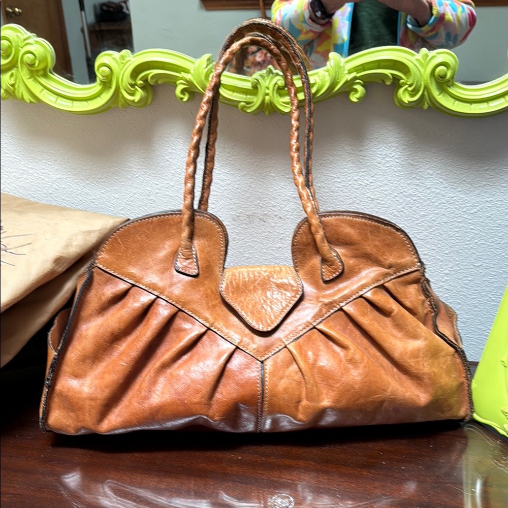 Elegant Tan Leather Handbag by Patricia Nash